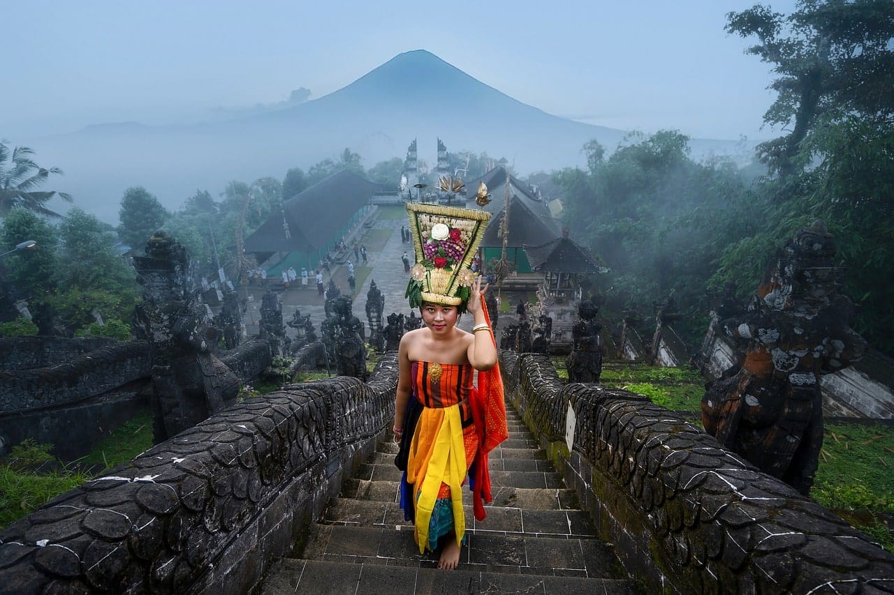Woman Wears Traditional Balinese Costume